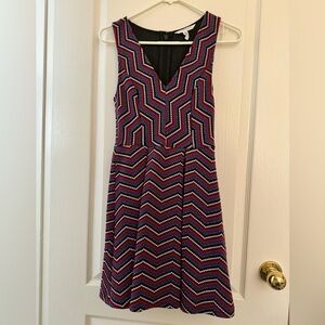 BCBGeneration Textured Knit Chevron Print Fit and Flare Dress - Size 0